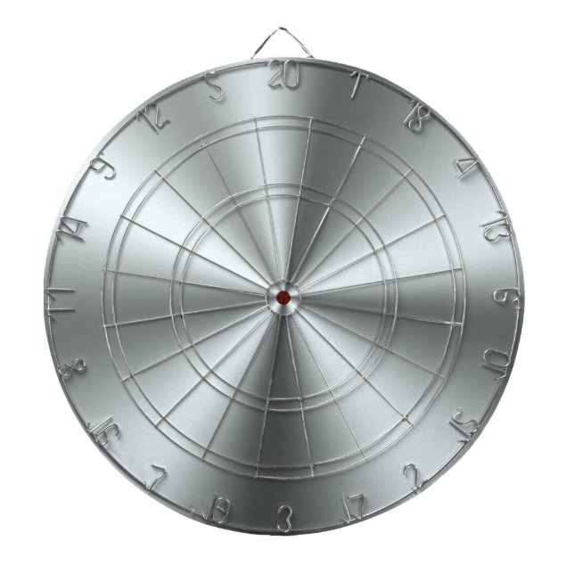 Minimalistic Metallic Silver Texture Dartboard (Front)