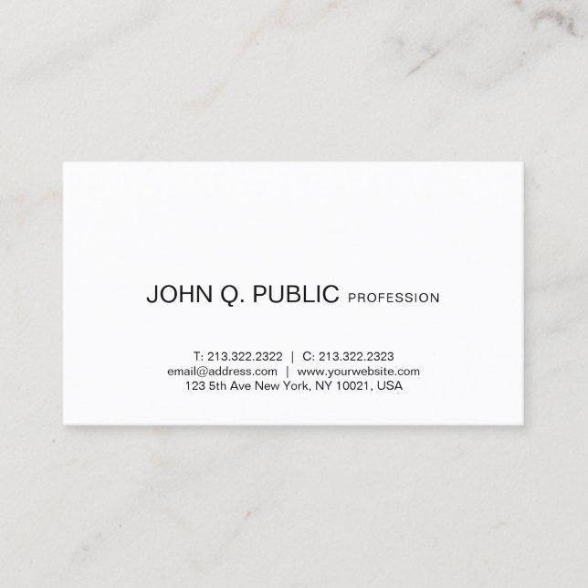Minimalistic Modern Design Elegant Sleek Plain Business Card (Front)