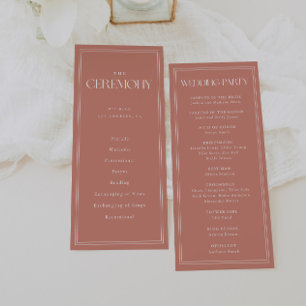 Minimalistic Modern Dusty Rose Wedding Ceremony Programme