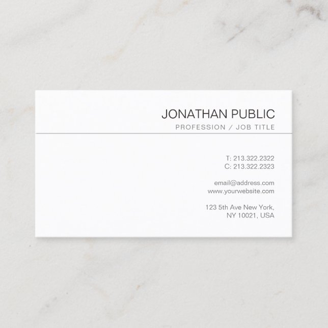 Minimalistic Modern Elegant Design Professional Business Card (Front)