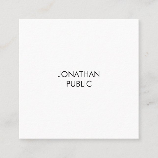 Minimalistic Modern Elegant Luxe Simple Template Square Business Card (Front)