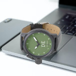 Minimalistic Modern Forest Green Monogram Watch<br><div class="desc">This modern design features typographic initials and name for a minimalistic feel that can be easily personalised.</div>