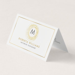 Minimalistic Modern Gold Glitter Circle Logo Business Card