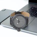 Minimalistic Modern Grey Monogram Watch<br><div class="desc">This modern design features typographic initials and name for a minimalistic feel that can be easily personalised.</div>