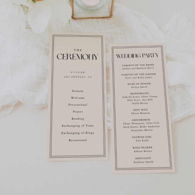 Minimalistic Modern Ivory Cream Wedding Ceremony Programme (Creator Uploaded)
