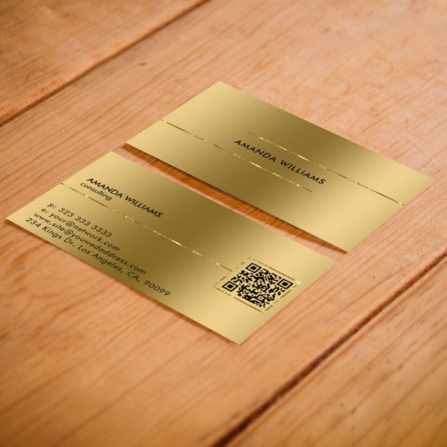 Minimalistic Modern Metallic Gold Design Business Card (Creator Uploaded)
