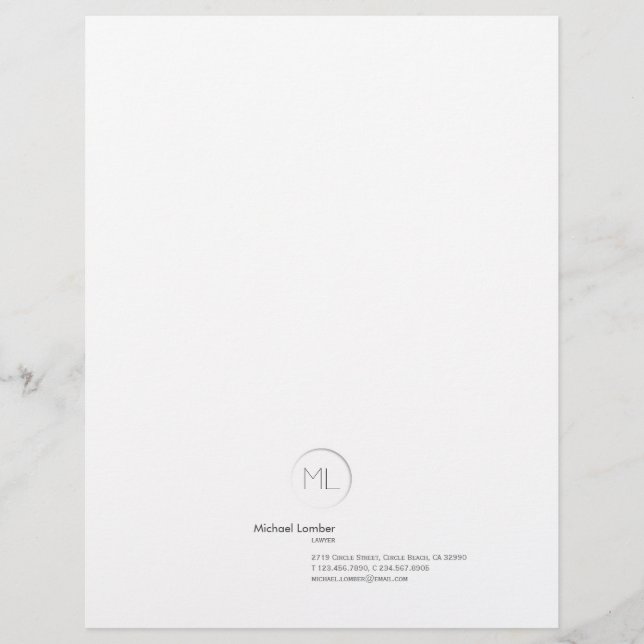 Minimalistic Modern Monogram Business Letterhead Design (Front)