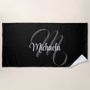Minimalistic modern monogram initial name beach towel