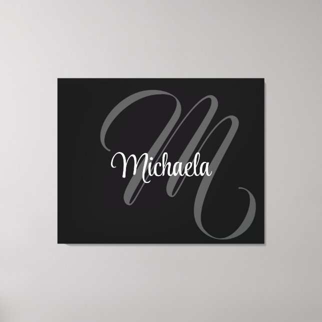 Minimalistic modern monogram initial name canvas print (Front)