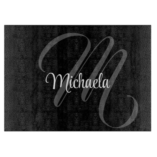Minimalistic modern monogram initial name cutting board (Front)