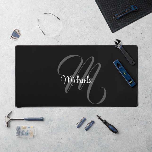 Minimalistic modern monogram initial name desk mat (Workstation)