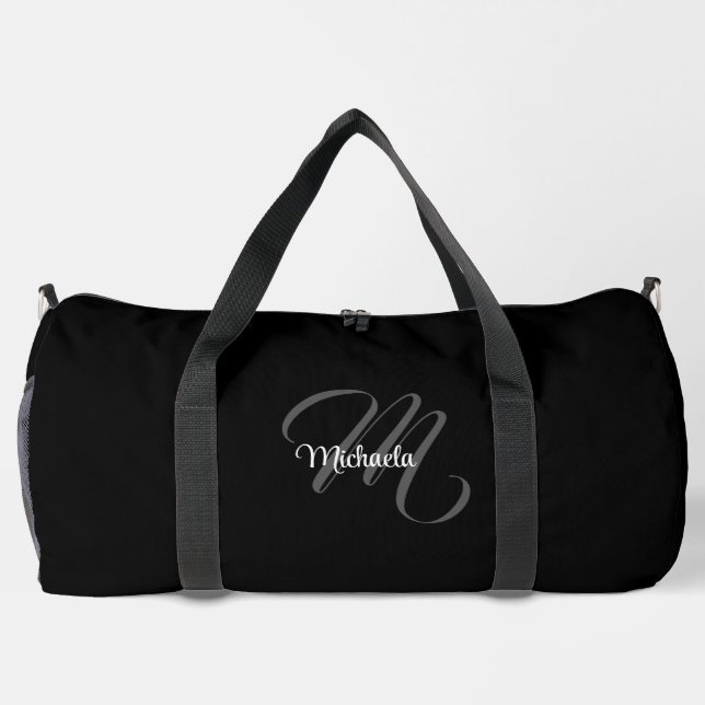 Minimalistic modern monogram initial name duffle bag (Back)