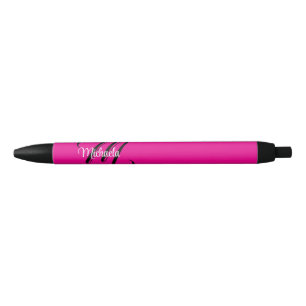 Minimalistic modern monogram initial name hot pink black ink pen