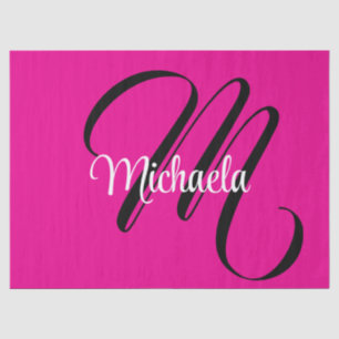 Minimalistic modern monogram initial name hot pink tissue paper