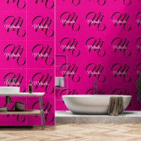 Minimalistic modern monogram initial name hot pink
