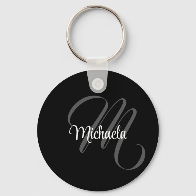 Minimalistic modern monogram initial name key ring (Front)