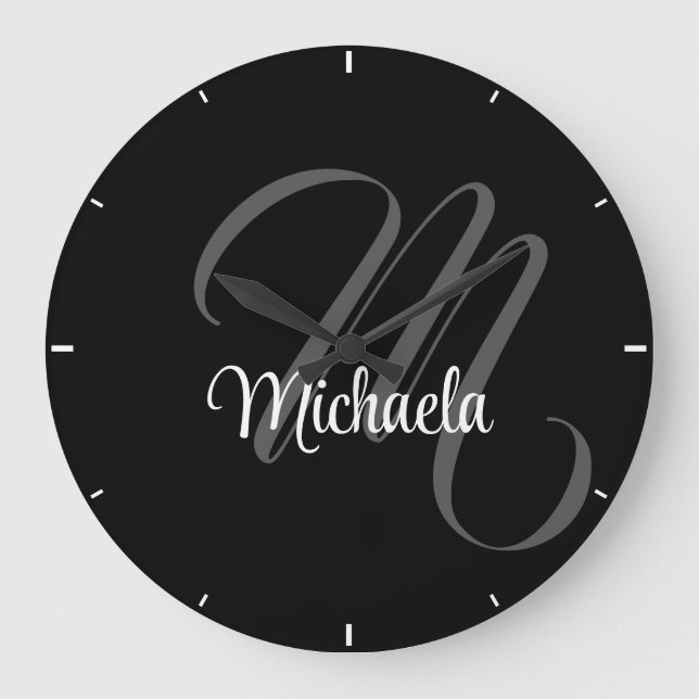 Minimalistic modern monogram initial name large clock (Front)