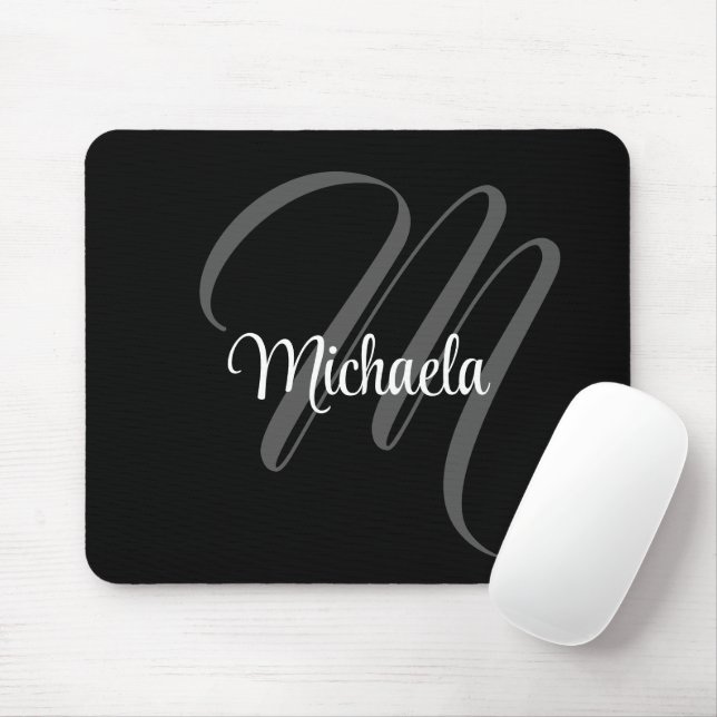 Minimalistic modern monogram initial name mouse mat (With Mouse)