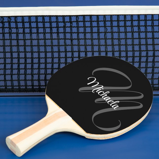 Minimalistic modern monogram initial name ping pong paddle (Insitu)