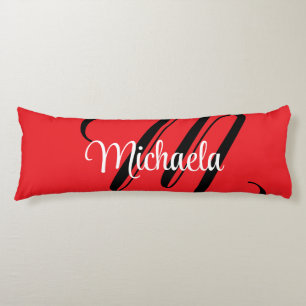 Minimalistic modern monogram initial name red body cushion
