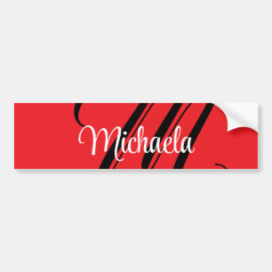 Minimalistic modern monogram initial name red bumper sticker
