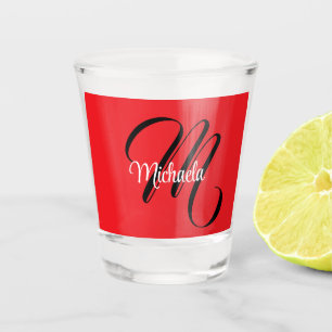 Minimalistic modern monogram initial name red shot glass