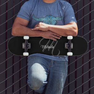 Minimalistic modern monogram initial name skateboard