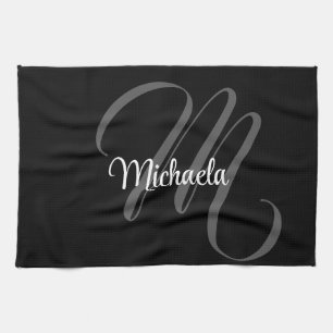 Minimalistic modern monogram initial name tea towel