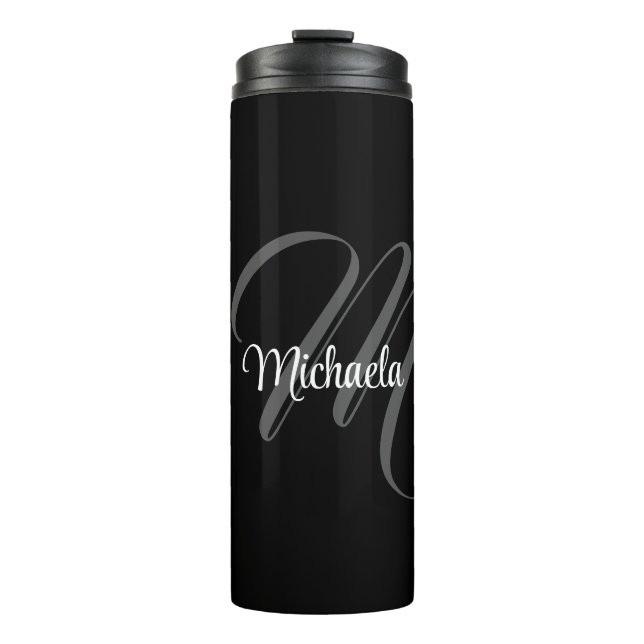Minimalistic modern monogram initial name thermal  tumbler (Front)