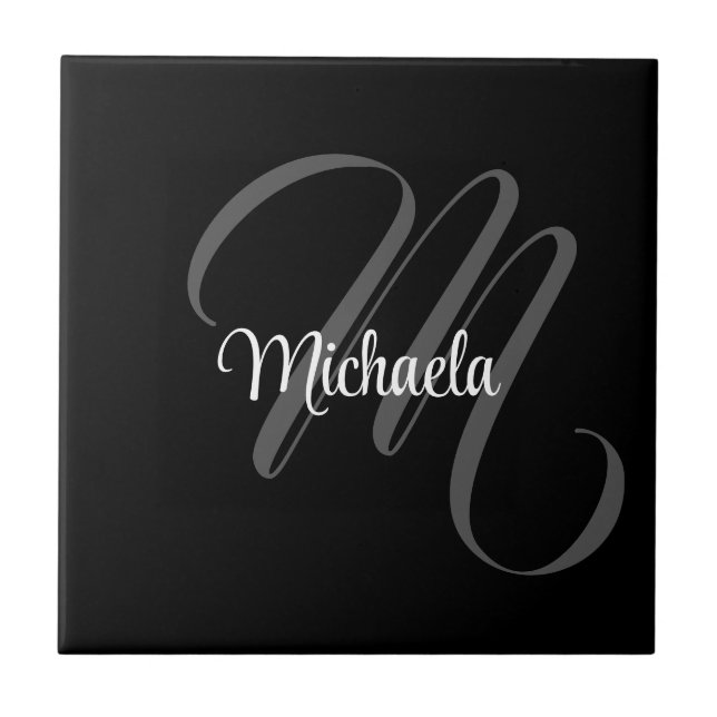 Minimalistic modern monogram initial name tile (Front)