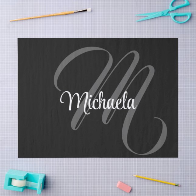 Minimalistic modern monogram initial name tissue paper (Craft)