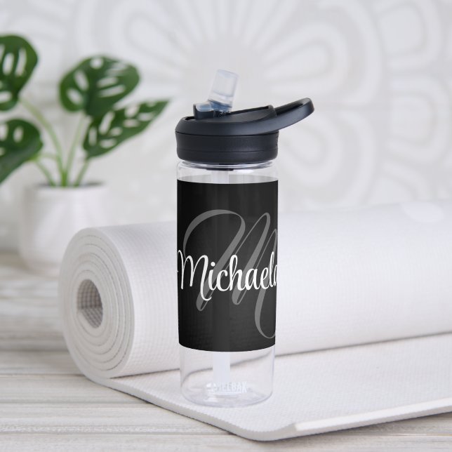 Minimalistic modern monogram initial name water bottle (Yoga)