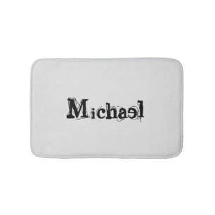 Minimalistic modern monogram name black grey bath mat