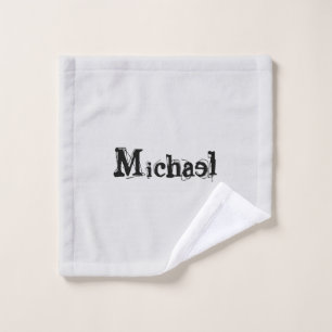 Minimalistic modern monogram name black grey bath towel set