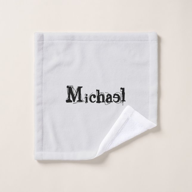Minimalistic modern monogram name black grey bath towel set (Wash Cloth)