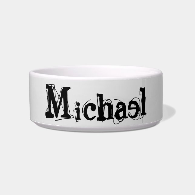 Minimalistic modern monogram name black grey bowl (Front)