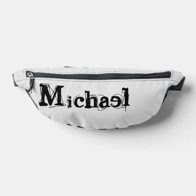Minimalistic modern monogram name black grey bum bags (Lay Down)