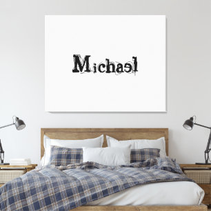 Minimalistic modern monogram name black grey canvas print
