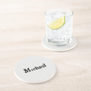 Minimalistic modern monogram name black grey coaster