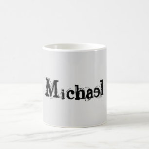 Minimalistic modern monogram name black grey coffee mug