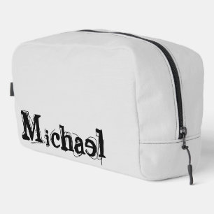 Minimalistic modern monogram name black grey dopp kit