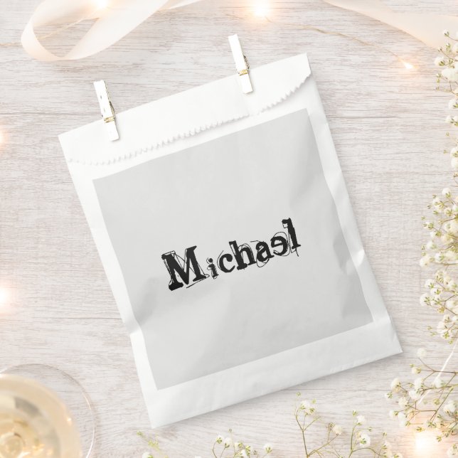 Minimalistic modern monogram name black grey favour bags (Clipped)