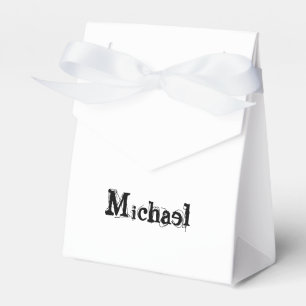 Minimalistic modern monogram name black grey favour box