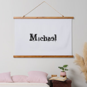 Minimalistic modern monogram name black grey hanging tapestry