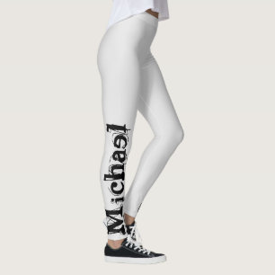Minimalistic modern monogram name black grey leggings