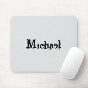Minimalistic modern monogram name black grey mouse mat