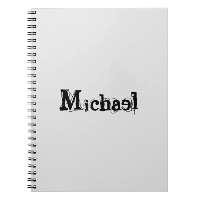 Minimalistic modern monogram name black grey notebook (Front)