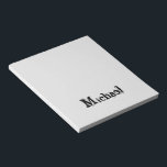 Minimalistic modern monogram name black grey notepad<br><div class="desc">Minimalistic modern monogram name black grey. Personalizable custom name in black on a grey colour.</div>