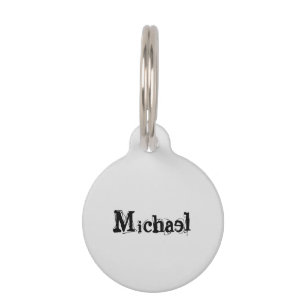Minimalistic modern monogram name black grey pet tag