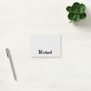 Minimalistic modern monogram name black grey post-it notes